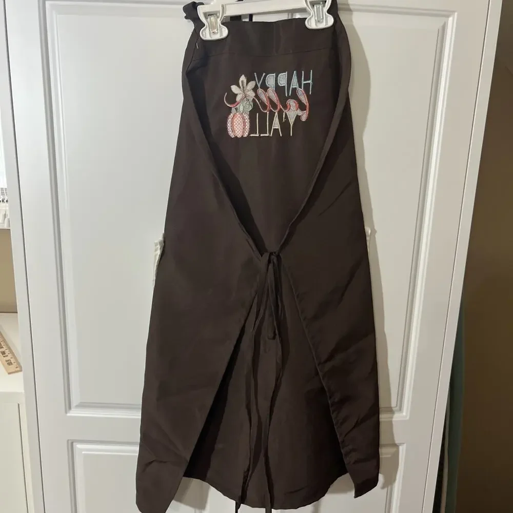 Custom Made Kitchen Apron With Embroidery & Removable Towel Washable Happy Fall